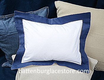 Baby Pillow Sham.White with "True Navy" color border.12x16pillow - Click Image to Close